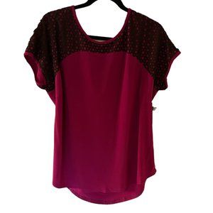 Per Seption Concept-Black lace, Burgundy blouse. Size XL  432